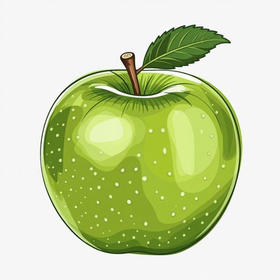 Green apple with leaf on top