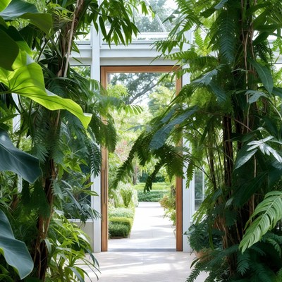 Walking through lush green plants