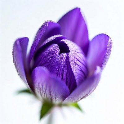 Purple flower with dew in focus