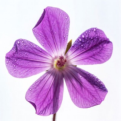 Violet flower with water droplets