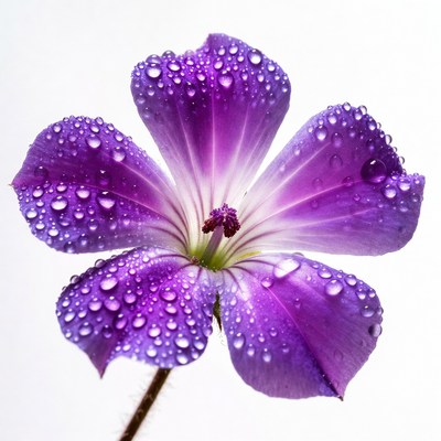 Purple flower with water droplets close-up