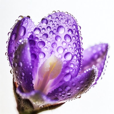Purple flower with water droplets close-up