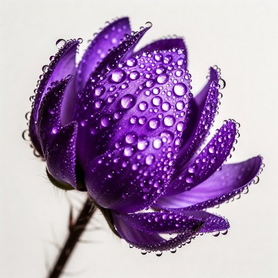 Purple flower with water droplets