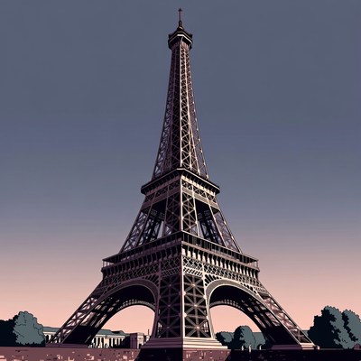 Sunset view of eiffel tower