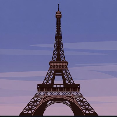 Eiffel tower silhouette in sunset sky