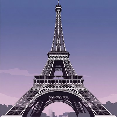 Eiffel tower viewed at dusk