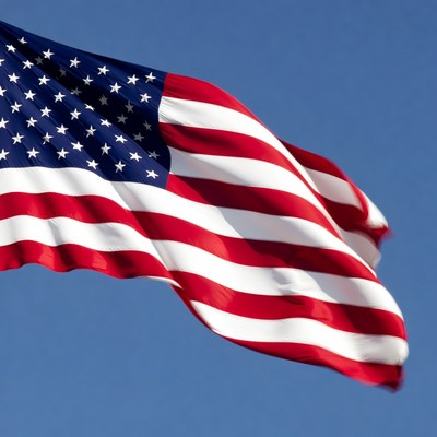 United states flag waving in wind