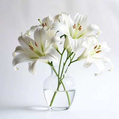 White lilies in a clear vase