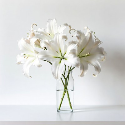White lilies in clear vase