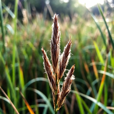 Close-up of grass spike in sunlight