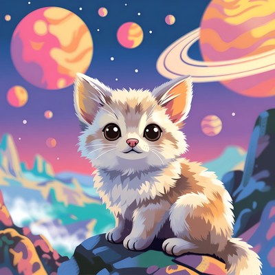 Cute animal in space scene