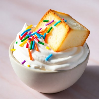Dessert with whipped cream and sprinkles