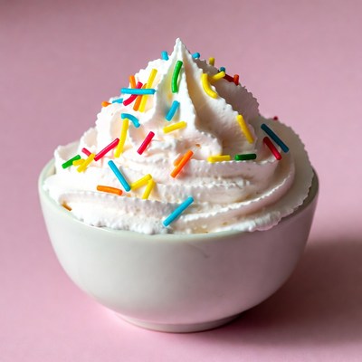 Whipped cream with colorful sprinkles