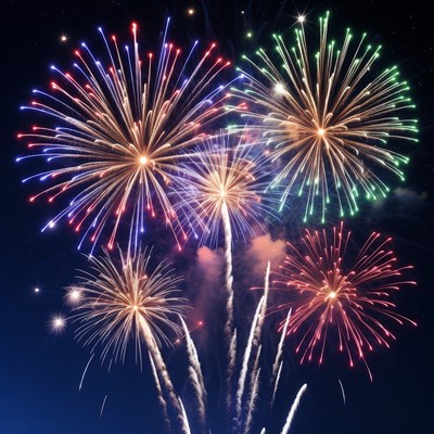 Fireworks light up night sky