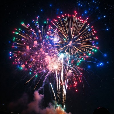 Fireworks display in the night sky