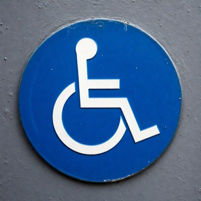 Sign for wheelchair access near entrance
