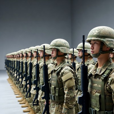 Soldiers in formation during training