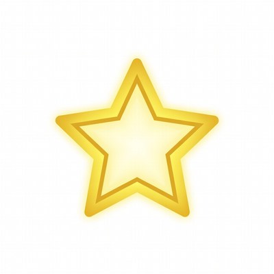 Bright golden star symbol on white background