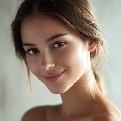 Smiling woman in soft lighting