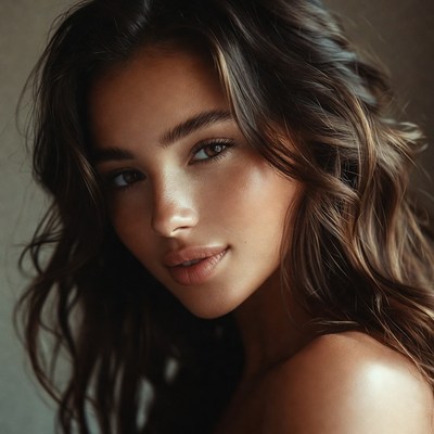 Portrait of a young woman with wavy hair