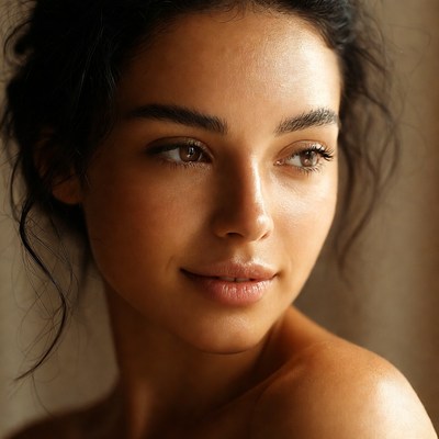 Close-up of a woman with natural beauty