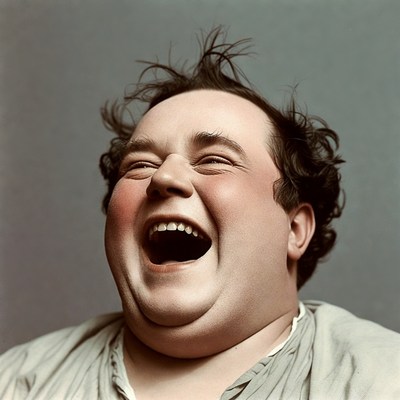 Man laughing with wild hair