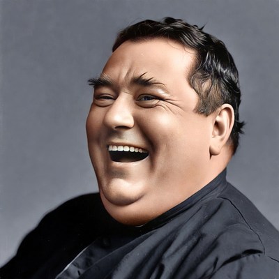 Man laughing with joy in portrait