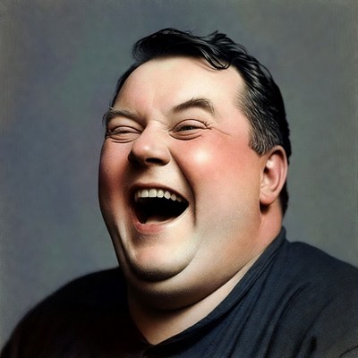 Man laughing with joy and happiness