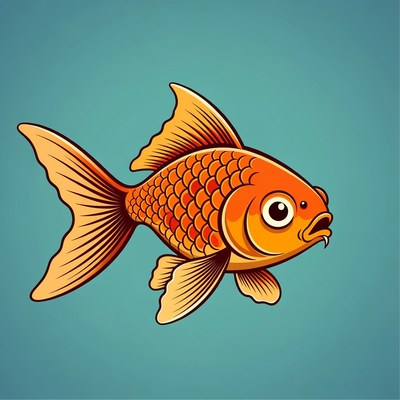 Goldfish swimming in blue water