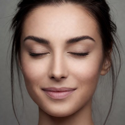 Woman with closed eyes and smile