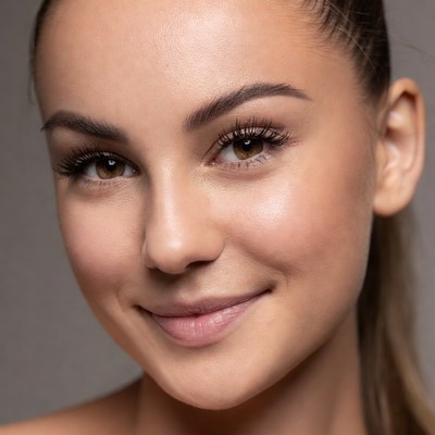 Smile of a young woman in studio