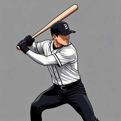 Baseball player at bat in action