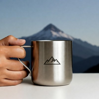 Mountain view with a coffee mug
