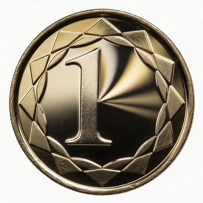 Single gold coin with number one