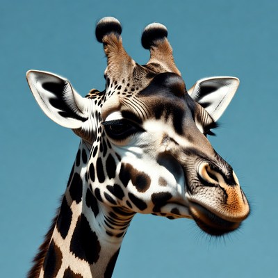 Giraffe in clear blue sky