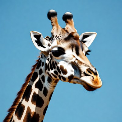 Giraffe looking towards the sky