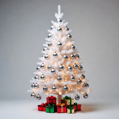 Christmas tree with presents at home