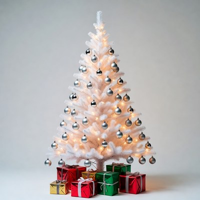 White christmas tree with gifts