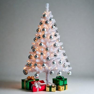 White christmas tree with gifts
