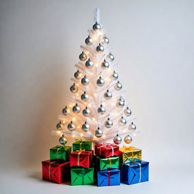 Christmas tree with wrapped gifts under it