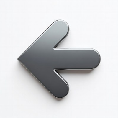 Metallic left arrow direction symbol