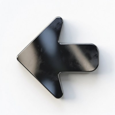 Black left arrow symbol on white background