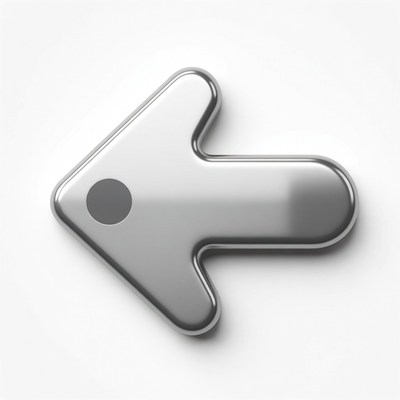 Silver arrow pointing left on white background