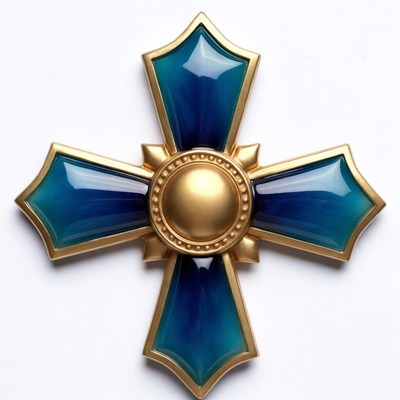 Cross with blue and gold design