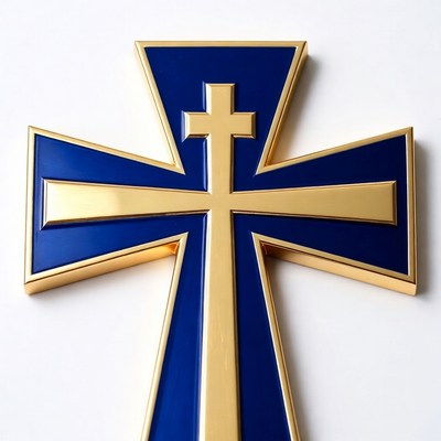 Cross with gold and blue design