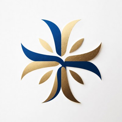 Art design with blue and gold shapes