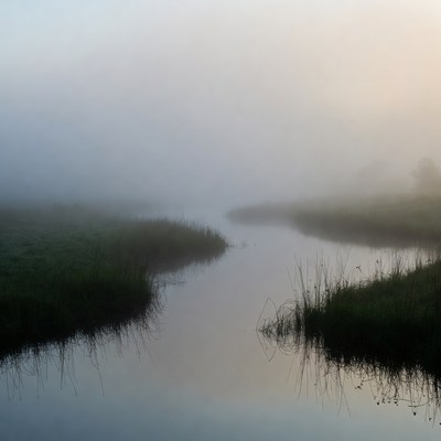 Mist over the river at dawn