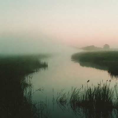 Fog over the river at dawn