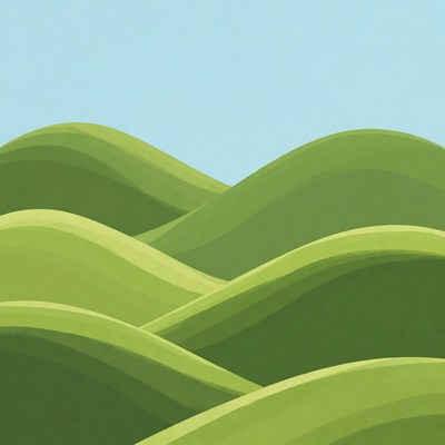 Green hills under blue sky