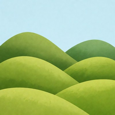 Rolling green hills under blue sky